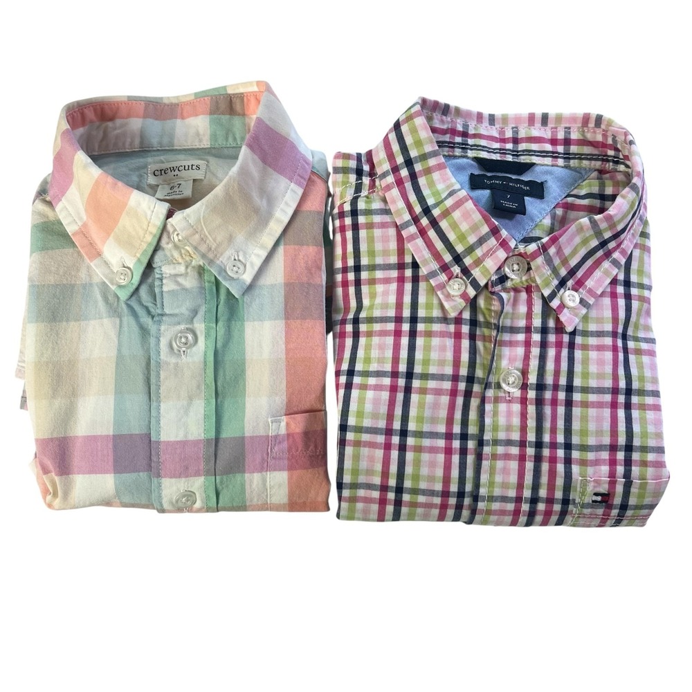 TOMMY HILFIGER CREW CUTS Dress Shirts Boys Size 7 Button Down Long Sleeve SPRING - Picture 2 of 8